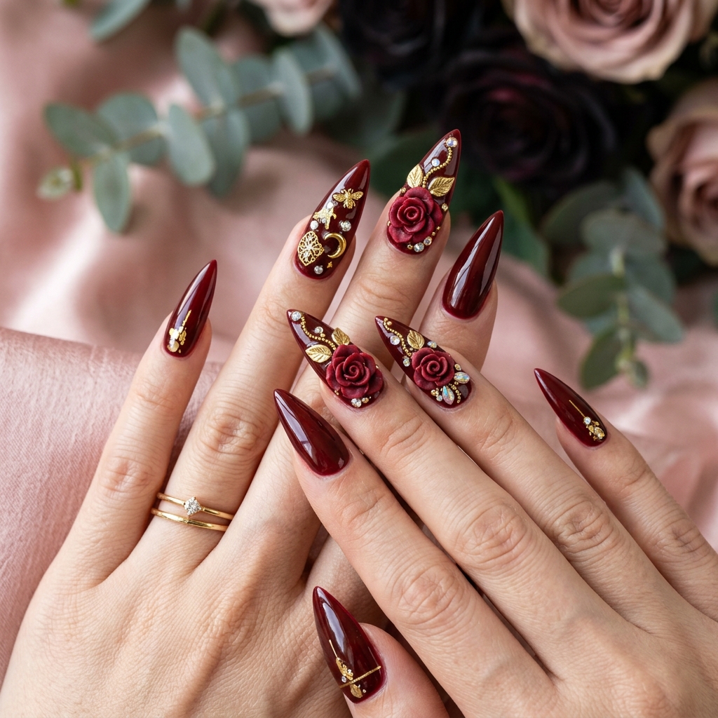 Burgundy 3D Roses