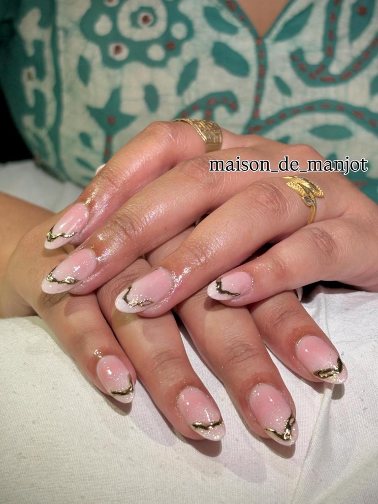 Gold French Tip nail art